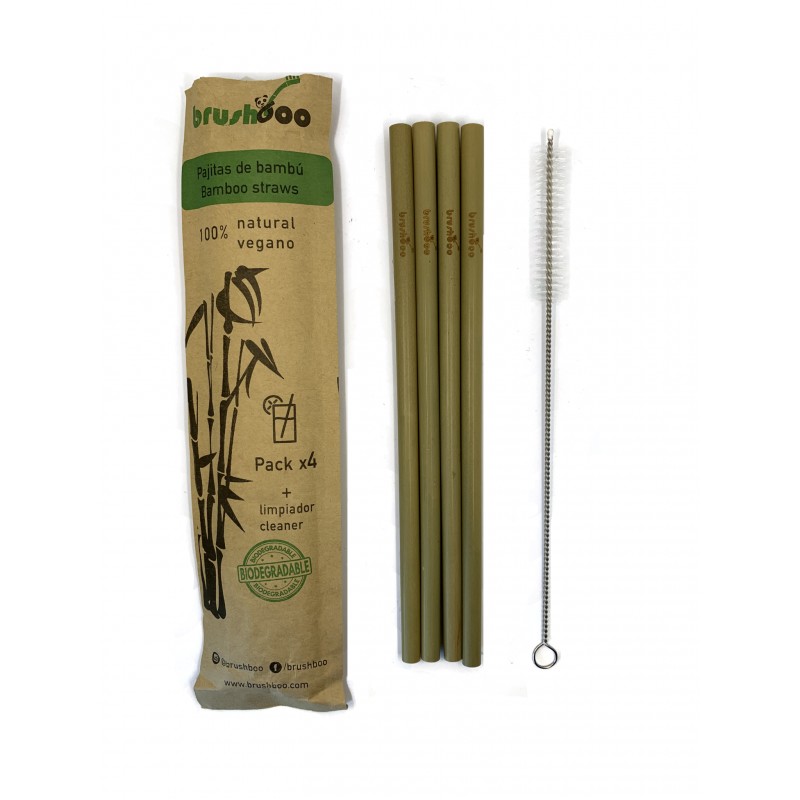 Pack de 4 pajitas de bambú
